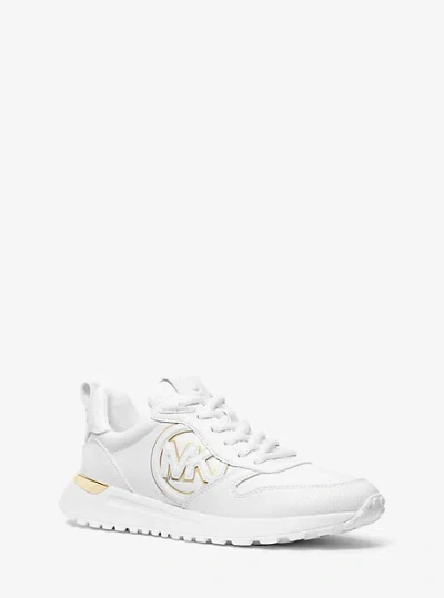 Michael Kors Dev Logo Embossed Faux Leather Trainer In White