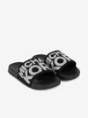 Michael Kors Diamante Logo Sliders Eu 34 Uk 2 Black In Black