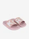 Michael Kors Embellished Logo Sliders In Pink