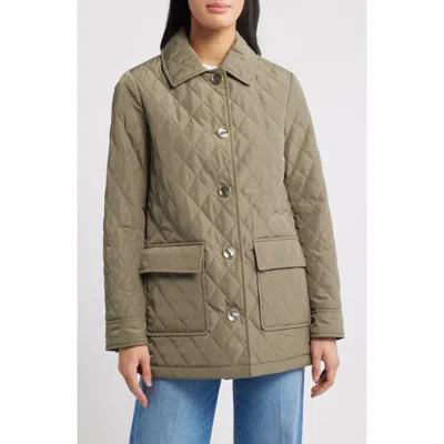 Michael Kors Diamond Quilted Barn Jacket In Safari