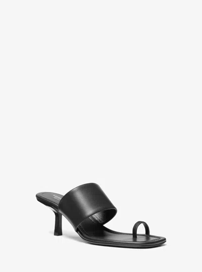 Michael Kors Dionne Leather Sandal In Black
