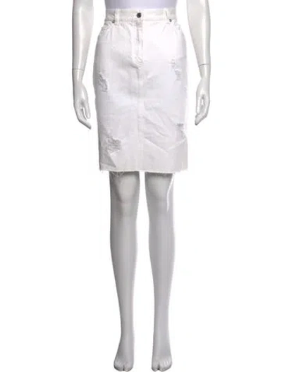 Pre-owned Michael Kors Distressed Accents Mini Skirt In White