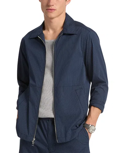 Michael Kors Dobby Stripe Shirt Jacket In Blue