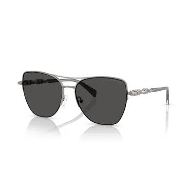 Michael Kors Dorado Beac Grey Cat Eye Ladies Sunglasses Mk1163 100287 57 In Silver