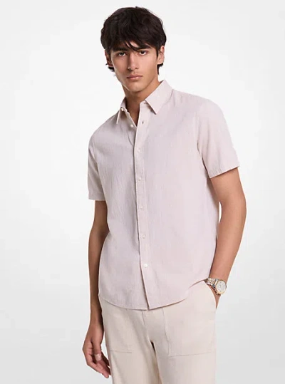 Michael Kors Dot Linen And Cotton Shirt In Natural