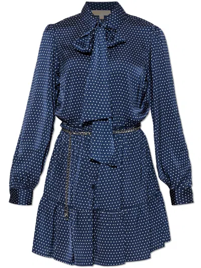 Michael Kors Dot Ls Mini Dress In Blue