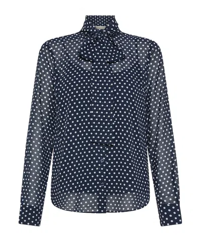 Michael Kors Dot Printed Bow Shirt In Black
