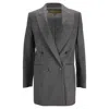 Michael Kors Double-breasted Blazer In Grey Wool In Gray