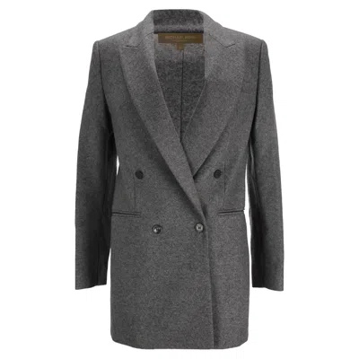 Michael Kors Double-breasted Blazer In Grey Wool In Gray
