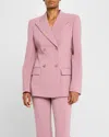 Michael Kors Double Breasted Virgin Wool Blend Blazer In Mauve