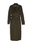 Michael Kors Long Double-breasted Brown Wool Coat With Belt  In Brown