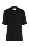 Michael Kors Double-breasted Cotton Blazer In Black