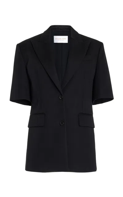 Michael Kors Double-breasted Cotton Blazer In Black