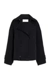 Michael Kors Double-breasted Cotton Peacoat In Black