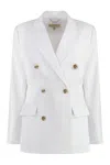 Michael Kors Double-breasted Crepe Blazer In White