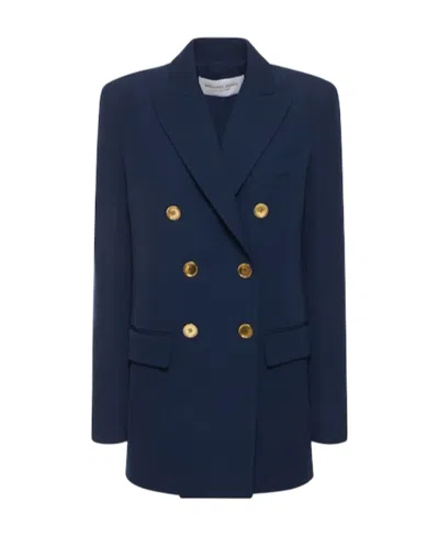 Michael Kors Double-breasted Gabardine Blazer In Blue