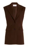 Michael Kors Double-breasted Sculpted Cotton Vest In Brown
