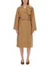 Michael Kors Polyester Blend Trench Coat With Notched Lapels In Cafe