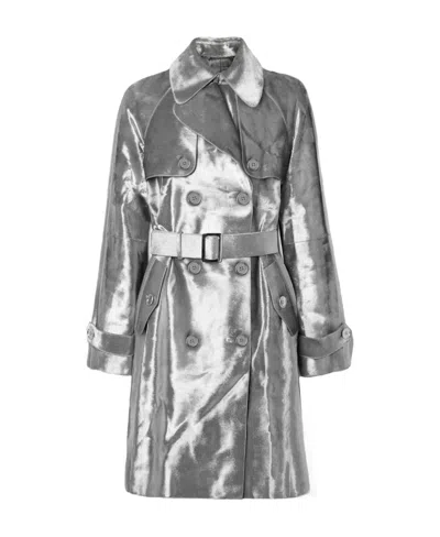 Michael Kors Double-breasted Trench Coat In Gray