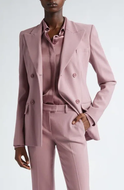 Michael Kors Double Breasted Virgin Wool Blend Blazer In Mauve