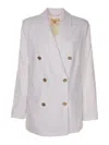 Michael Kors Double-breasted Crepe Blazer In White