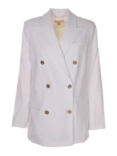 MICHAEL KORS DOUBLE-BREASTED WHITE CREPE BLAZER