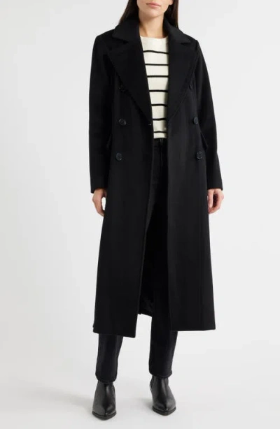 Michael Kors Double Breasted Wool Blend Coat In Black