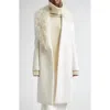Michael Kors Double Breasted Wool Coat With Mohair Collar In Ivory