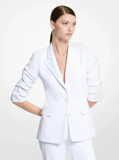 Michael Kors Double Crepe Sablé Crushed-sleeve Blazer In White