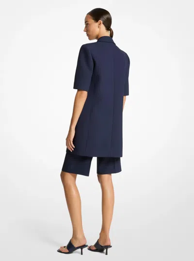 Michael Kors Double Crepe Sablé Short-sleeve Boyfriend Blazer In Blue