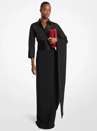 Michael Kors Double Crepe Sablé Tuxedo Pencil Skirt With Train In Black