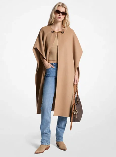 Michael Kors Double Face Wool Blend Cape In Brown