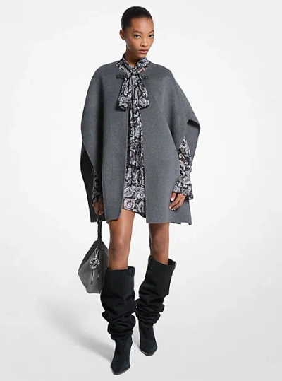 Michael Kors Double Face Wool Blend Cape In Gray