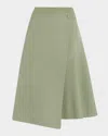 Michael Kors Double-faced Draped Wrap Skirt In Green