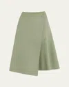 Michael Kors Double-faced Draped Wrap Skirt In Green