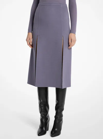Michael Kors Double Faced Wool Slit Skirt In Purple