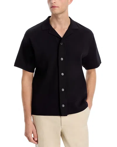 Michael Kors Double Knit Camp Shirt In Black