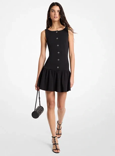 Michael Kors Double-knit Crepe Drop-waist Dress In Green