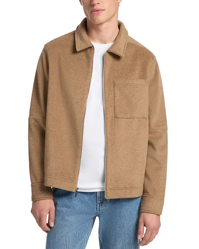 Michael Kors Double Knit Flannel Jacket In Brown