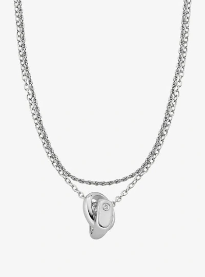 Michael Kors Double Layered Intertwined Necklace In Silver