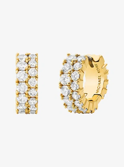 Michael Kors Double Pavé Huggie Earrings In Gold