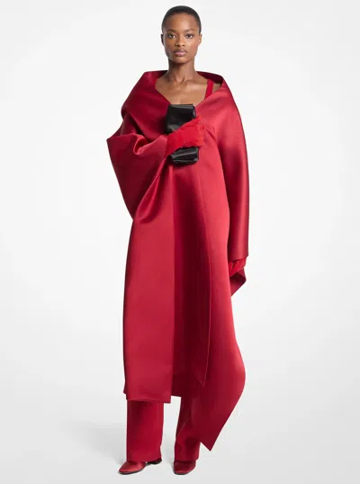 Michael Kors Double Silk Satin Opera Shawl In Red