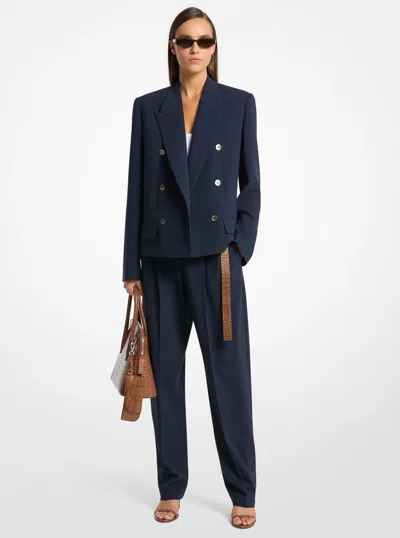 Michael Kors Double-breasted Wool Serge Admiral Blazer In Blue