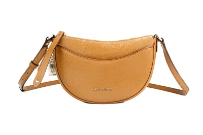 Michael Kors Dover Small Luggage Pebbled Leather Half Moon Crossbody Bag Purse In Multi