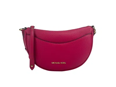 Michael Kors Dover Small Pink Half Moon Crossbody Bag Women's Purse In Multi