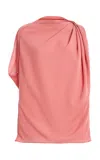 Michael Kors Draped Fluid Wool Crepe Blouse In Pink