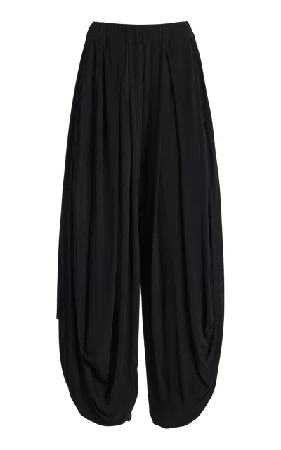 Michael Kors Draped Georgette Jersey Wide-leg Pants In Black