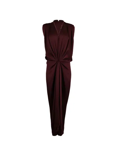 Michael Kors Draped Maxi Dress In Burgundy