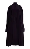 Michael Kors Draped Organic Crepe De Chine Midi Shirt Dress In Purple