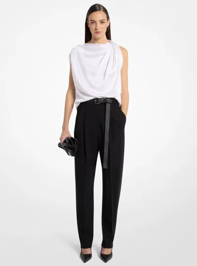 Michael Kors Sleeveless Draped High-neck Blouse In White